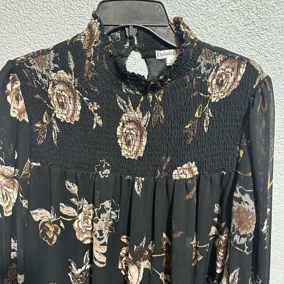 Ophelia Roe Smocked neck dress size medium - Picture 2 of 8